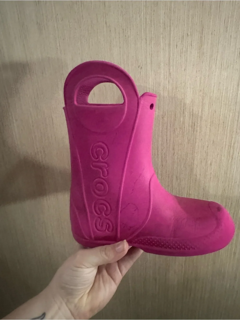 Women’s CROCS Pink Slip-On Clog Rain Boots Size 13
